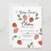 ストロベリーテーマガールバースデーパーティー 招待状 (正面)