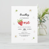 ストロベリーテーマベリーファースト誕生日 招待状 (スタンド正面)