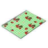 ストロベリーデザインオングリーンジンガムシンプル ノートブック (左側)