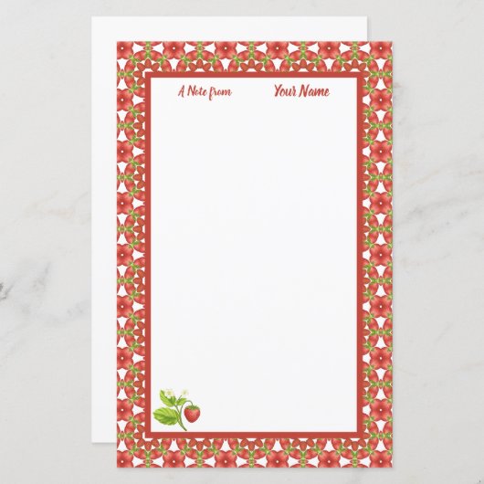 ストロベリーデライトパーソナライズされた文房具 (正面/裏面)