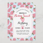 ストロベリーデライトファースト誕生日招待状 招待状 (正面/裏面)