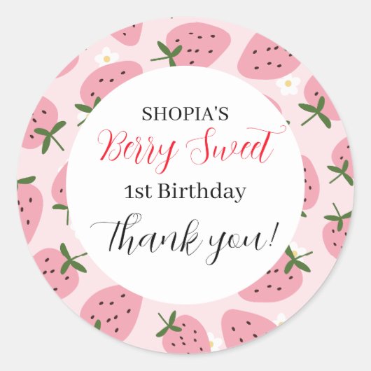 ストロベリーデライトファースト誕生日 ラウンドシール (正面)