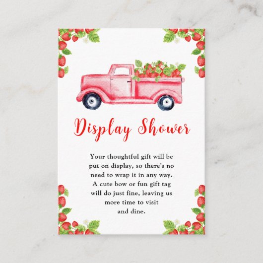 ストロベリートラック赤ちゃんシャワー表示シャワー エンクロージャーカード (正面)