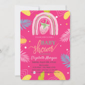 ストロベリートロピッ葉クの赤ちゃんシャワー 招待状 (正面)