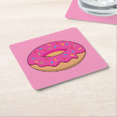 ストロベリードーナツと散水漫画 スクエアペーパーコースター (アングル)