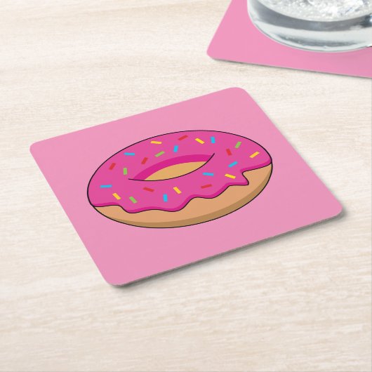ストロベリードーナツと散水漫画 スクエアペーパーコースター (アングル)