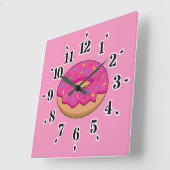ストロベリードーナツと散水漫画 スクエア壁時計 (傾斜)