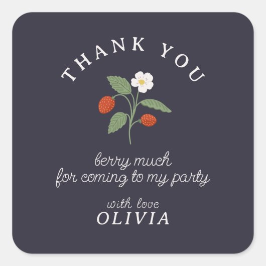 ストロベリーネ感謝していビニー スクエアシール (正面)
