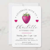 ストロベリーハーツ バースデーガール ホワイト サンキューカード (正面)