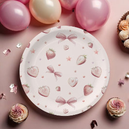 ストロベリーハートラブリボンスター ペーパープレート