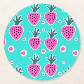ストロベリーハート紙コースター ラウンドペーパーコースター (正面)