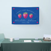 ストロベリーハート誕生日ガールダークブルー 横断幕 (トレードショー)