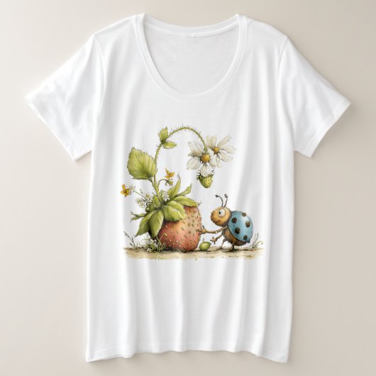 ストロベリーバグ プラスサイズTシャツ (デザイン正面)