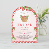 ストロベリーバスケットベリースイートアーチブライダルシャワー 招待状 (スタンド正面)