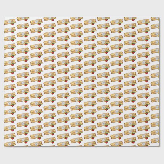 ストロベリーバナナクレープパンケーキフードクフランスのループ ラッピングペーパー (フラット)