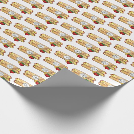 ストロベリーバナナクレープパンケーキフードクフランスのループ ラッピングペーパー (角)