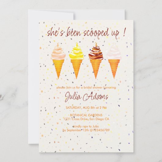 ストロベリーバニラチョコレートスクープブライダルシャワー 招待状 (正面)