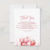 ストロベリーバルーン赤ちゃんシャワー小さいありがとう サンキューカード (正面)