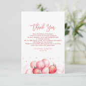 ストロベリーバルーン赤ちゃんシャワー小さいありがとう サンキューカード (スタンド正面)