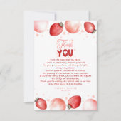 ストロベリーバルーン赤ちゃんシャワー小さいありがとう サンキューカード (正面)