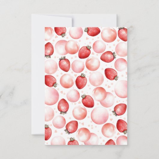 ストロベリーバルーン赤ちゃんシャワー小さいありがとう サンキューカード (裏面)