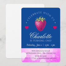 ストロベリーバースデーパーティーガールピンクとダークブルー