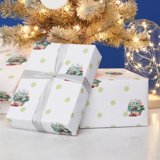 ストロベリーバースデーパーティーテーマラッピング紙 ラッピングペーパー (クリスマス)