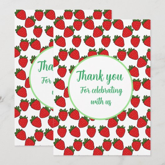ストロベリーバースデーパーティーテーマ サンキューカード (正面/裏面)