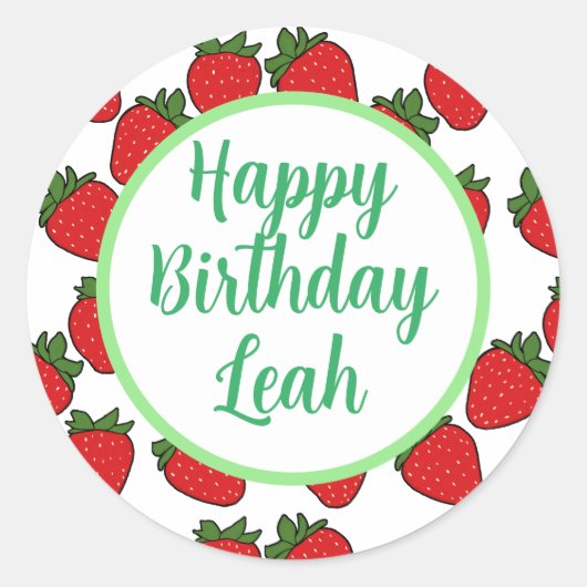 ストロベリーバースデーパーティーテーマ ラウンドシール (正面)