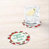 ストロベリーバースデーパーティーテーマ ラウンドペーパーコースター (インサイチュ)