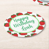 ストロベリーバースデーパーティーテーマ ラウンドペーパーコースター (アングル)