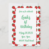 ストロベリーバースデーパーティーテーマ 招待状 (正面)