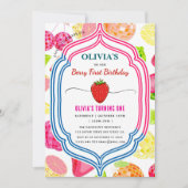 ストロベリーバースデーパーティーベリーファースト招待状 招待状 (正面)