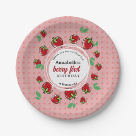 ストロベリーバースデーパーティーベリーファースト誕生日 ペーパープレート