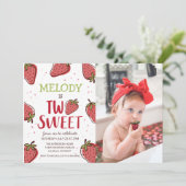 ストロベリーバースデーパーティー・ 2つの甘い招待状 招待状 (スタンド正面)