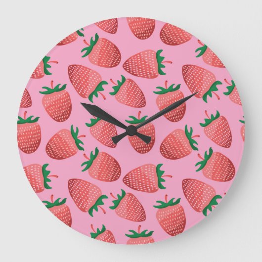 ストロベリーパステル：ヴィンテージ甘味 ラージ壁時計 (正面)