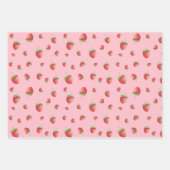 ストロベリーパターンピンク ラッピングペーパーシート (正面)