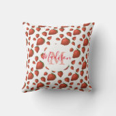 ストロベリーパターンモノグラムイニシャル名 クッション (裏面)