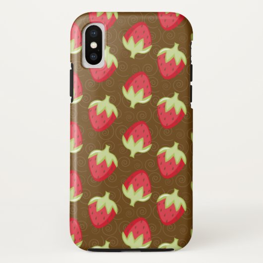 ストロベリーパターン携帯電話ケース – ブラウン Case-Mate iPhoneケース (裏面)