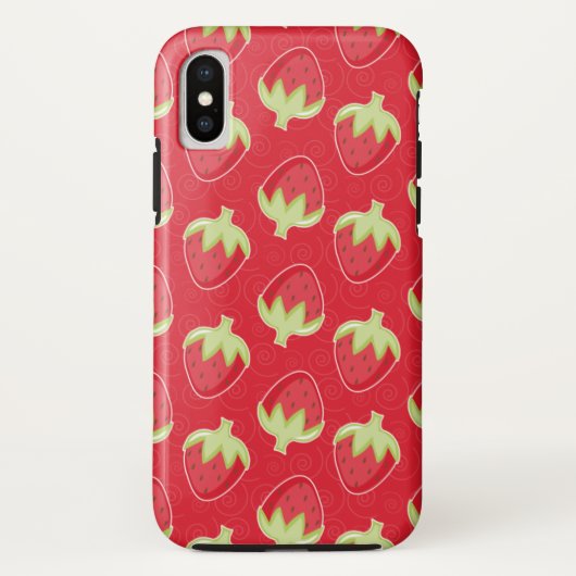 ストロベリーパターン携帯電話ケース – 赤 Case-Mate iPhoneケース (裏面)