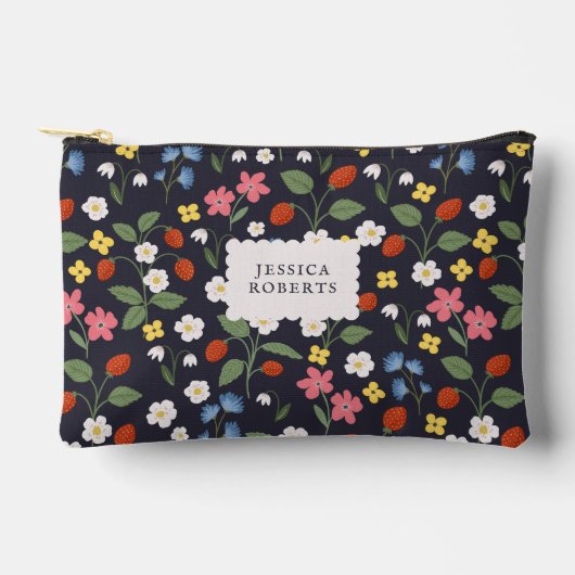 ストロベリーパターン海軍 アクセサリーポーチ (正面)