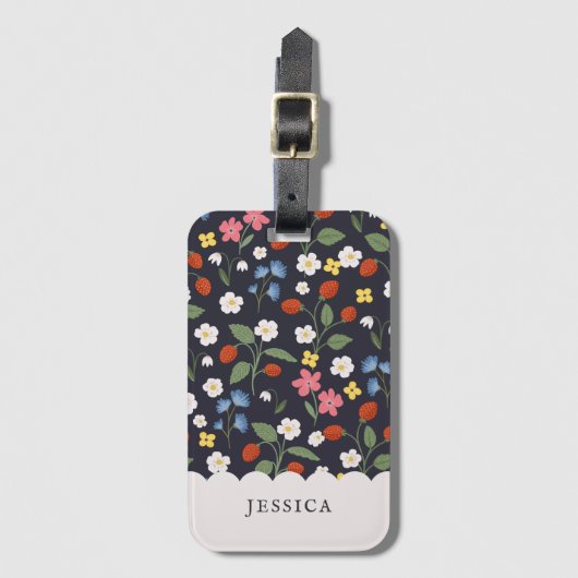 ストロベリーパターン海軍 ラゲッジタグ (正面縦)