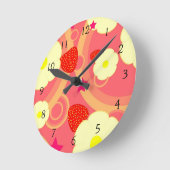 ストロベリーパターン2 ラウンド壁時計 (傾斜)
