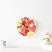 ストロベリーパターン2 ラウンド壁時計 (ホーム)