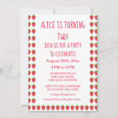 ストロベリーパターン2nd誕生日パーティーカスタム時代 招待状 (正面)