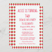 ストロベリーパターン2nd誕生日パーティーカスタム時代 招待状 (正面/裏面)