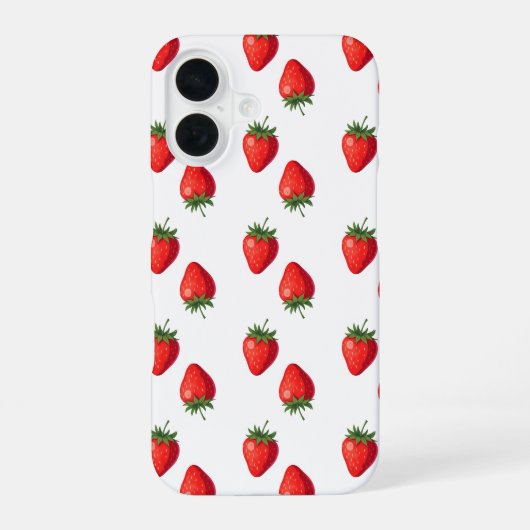 ストロベリーパターンiPhoneケース iPhone 16ケース (裏面)