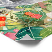 ストロベリーパッチポスターのグレー猫 ポスター (角)