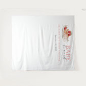 ストロベリーパンケーキブランチ赤ちゃんシャワー背景 タペストリー (正面(横))