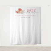 ストロベリーパンケーキブランチ赤ちゃんシャワー背景 タペストリー (正面)